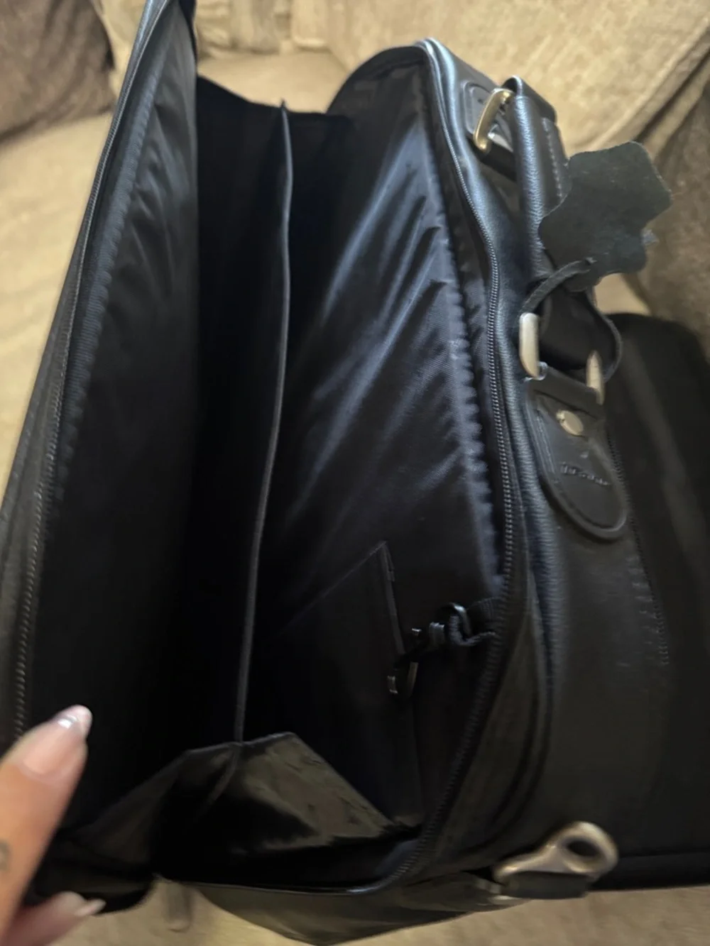 Black Genuine Leather Briefcase Carry Case